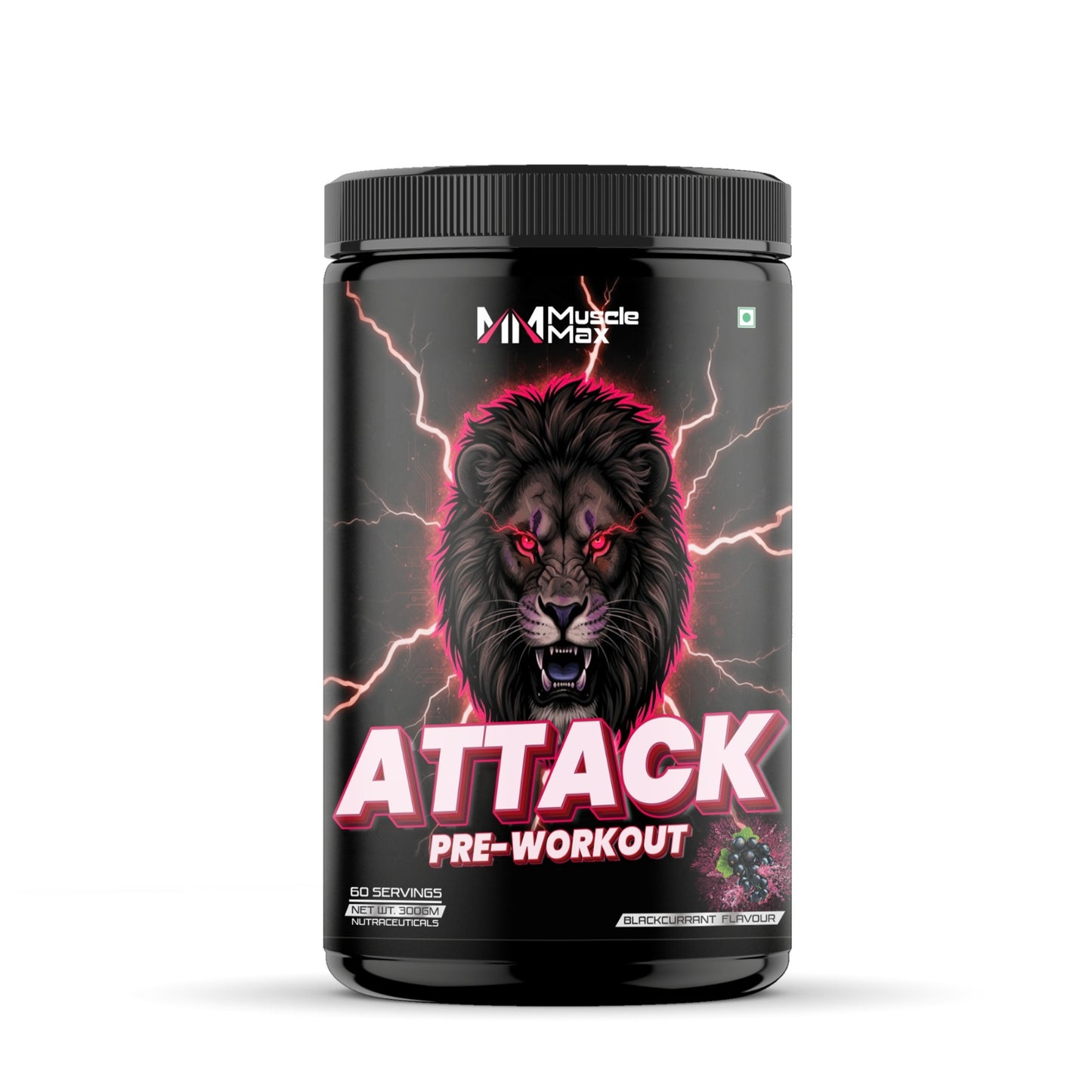MUSCLE MAX ATTACK PRE-WORKOUT 300G, 60SERVINGS.
