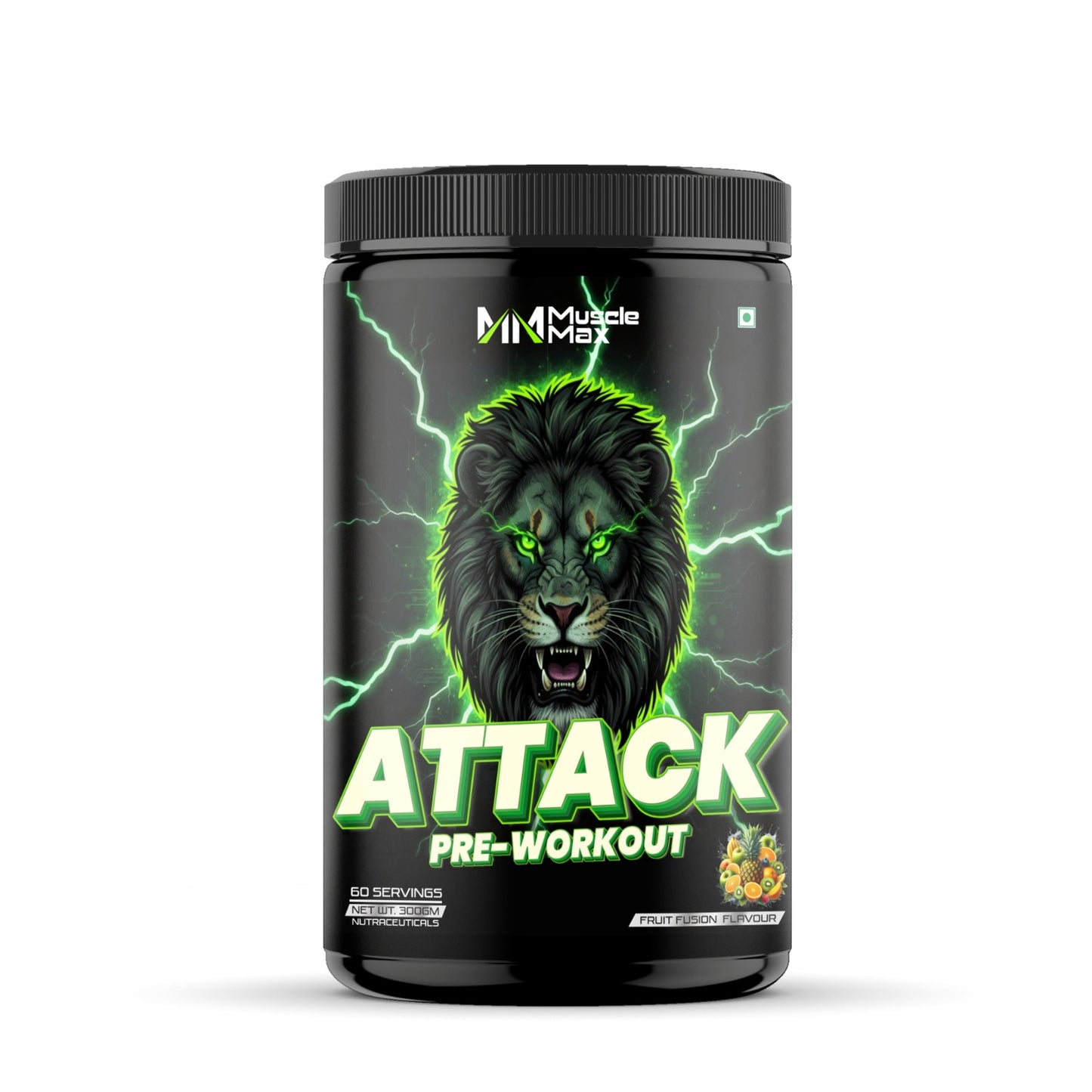 MUSCLE MAX ATTACK PRE-WORKOUT 300G, 60SERVINGS.