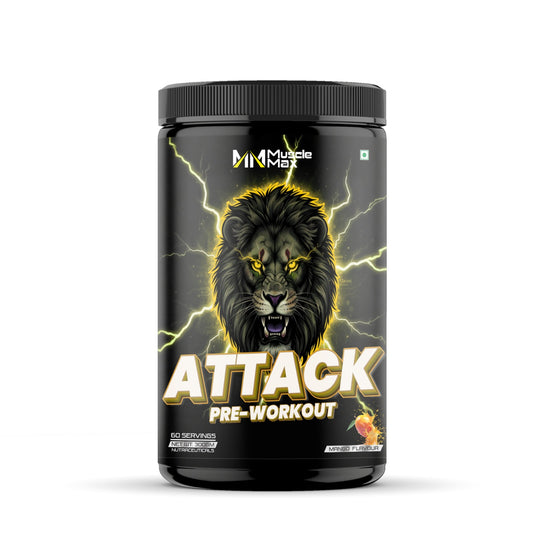 MUSCLE MAX ATTACK PRE-WORKOUT 300G, 60SERVINGS.